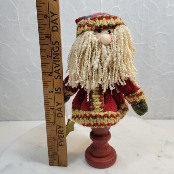 Four Star Primitive Santa Holding Star Plush 9" Wood Pedestal Handmade 2006 - Picture 12 of 16